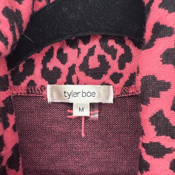 Tyler Boe Kim Jacquard Dress Medium MSRP $168 Leopard Cowl Neck Classic Chic - Picture 2 of 8